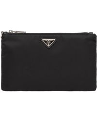 Prada - Pouch in re-nylon e saffiano - Lyst