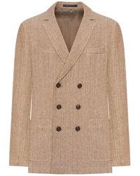Giorgio Armani - Double-Breasted Linen Blazer - Lyst