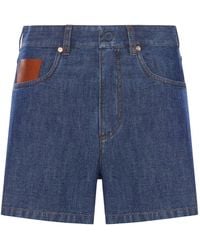 Fendi - Chambray Denim Shorts - Lyst