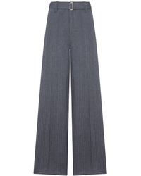 Lardini - Tailored Pinstripe Linen Palazzo Trousers With Belt - Lyst