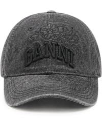 Ganni - Embroidered Denim Cap - Lyst