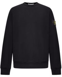 Stone Island - Crewneck Cotton Sweatshirt With Compass Logo - Lyst