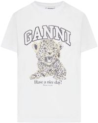 Ganni - Jersey T-Shirt With Print - Lyst