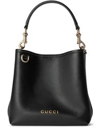 Gucci - Gg Emblem Small Bucket Bag, Leather - Lyst