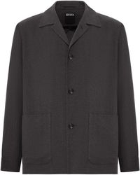 ZEGNA - Wool And Linen Mix Jacket With Patched Pockets - Lyst