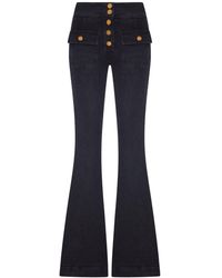 The Seafarer - Dark Denim Flare Jeans With Buttons - Lyst