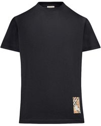 Burberry - Cotton T-Shirt With Check Application - Lyst