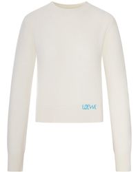 Loewe - Wool Sweater With Hand-Embroidered Detail Applied To The Hem - Lyst