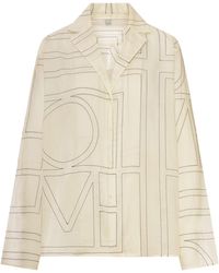 TOTEME - Silk Shirt With Monogram Embroidery - Lyst