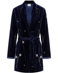 forte_forte - Kimono in velluto ricamato con cintura - Lyst