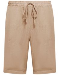 120% Lino - Linen Bermuda Shorts With Drawstring Waist - Lyst