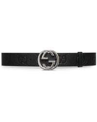 Gucci - Wide Belt With Interlocking G Buckle - Lyst
