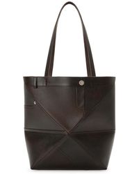 Loewe - Borsa tote media puzzle fold pants in pelle - Lyst
