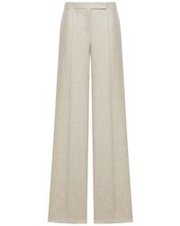 Max Mara - Wide Linen Drill Trousers - Lyst