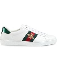 Gucci New Ace Bee Embroidered Trainers - White