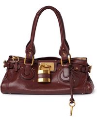 Chloé - Borsa paddington in pelle granata - Lyst
