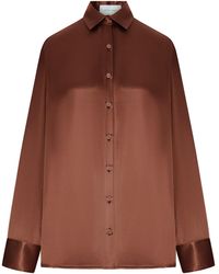 THE NINA STUDIO - Oversized Silk Shirt With Vertical Back Opening - Lyst