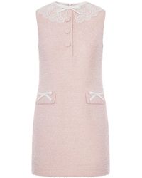 Self-Portrait - Mini Dress With Boucle Lace Collar - Lyst