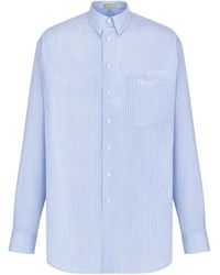 Dior - Shirt Striped Blue Cotton Poplin - Lyst