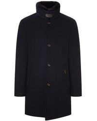 Moorer - Cashmere Blend Coat With Fur Collar - Lyst