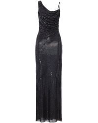 Self-Portrait - Long Draped Dress With Rhinestone - Lyst