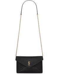 Saint Laurent - Pochette piccola con catena cassandre in pelle di agnello - Lyst