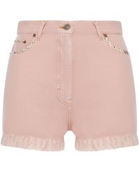 Valentino Garavani - Denim Shorts With Fringed Hem - Lyst