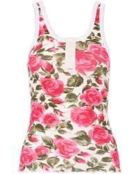 Chloé - Stretch Cotton Top With Floral Print - Lyst