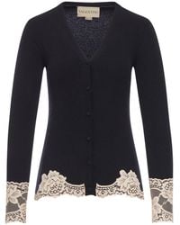 Valentino Garavani - Cashmere Cardigan With Lace Inserts - Lyst