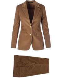 Tagliatore Classic Corduroy Suit - Brown