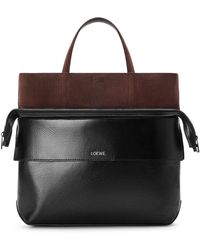 Loewe - Borsa tote switch piccola in vitello effetto carta e pelle scamosciata - Lyst