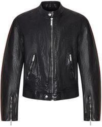 Gucci - Buffalo Leather Bomber Jacket With Webbing - Lyst