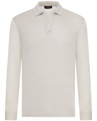 Nome G - Long-Sleeved Linen Polo Shirt - Lyst