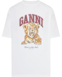 Ganni - Heavy Cotton Jersey T-Shirt - Lyst