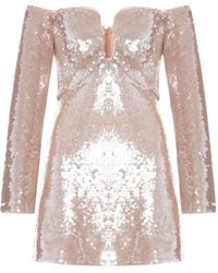 Self-Portrait - Off-Shoulder Sequin Mini Dress - Lyst