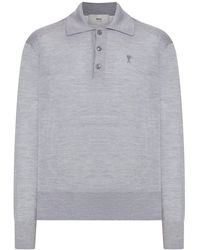 Ami Paris - Polo ami de coeur in lana e seta extrafine - Lyst