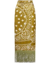 THE NINA STUDIO - Fringed Printed Viscose Wrap Skirt - Lyst