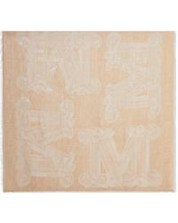 Max Mara - Cotton Blend Scarf With Jacquard Logo - Lyst
