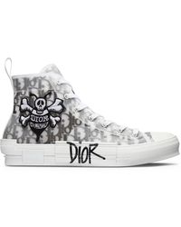 Sneaker alta B23 Tela Dior Oblique bianca e nera | DIOR