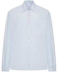 Prada - Technical Fabric Shirt With Striped Pattern - Lyst