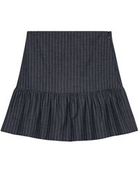 Ganni - Striped Recycled-polyester-blend Mini Skirt - Lyst