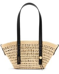 Loewe - X Paula's Ibiza Small Woven Basket Made Of Iraca Palm And Calfskin - Lyst