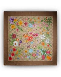 Gucci - Wool And Silk Shawl With Gg Print - Lyst