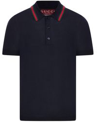 Gucci - Knitted Wool Polo With Web Pattern - Lyst