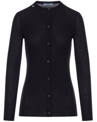 Prada - Ribbed Wool Cardigan - Lyst