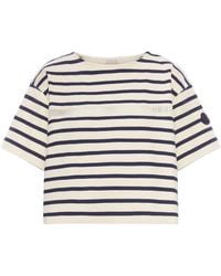 Moncler - Striped Crop T-Shirt With Logo - Lyst