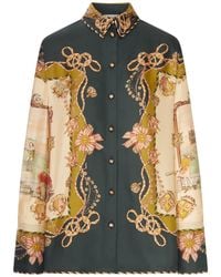 Zimmermann - Printed Satin Shirt With A Scarf Motif - Lyst