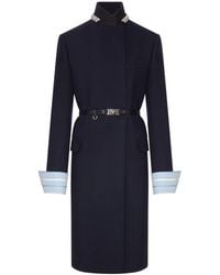Prada - Cappotto lungo in lana con cintura e collo gioiello - Lyst