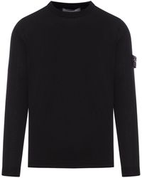 Stone Island - Maglia in cotone con logo compass - Lyst