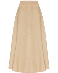 120% Lino - Long Linen Flower Skirt With Waistband - Lyst